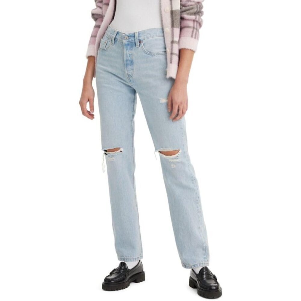 Women's 501 Original Fit Jeans High Rise Straight Stretch Durable Casual